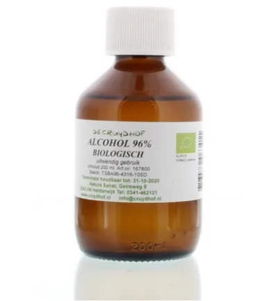 De Cruydhof Alcohol 96% inwendig en uitwendig bio (200 ml)