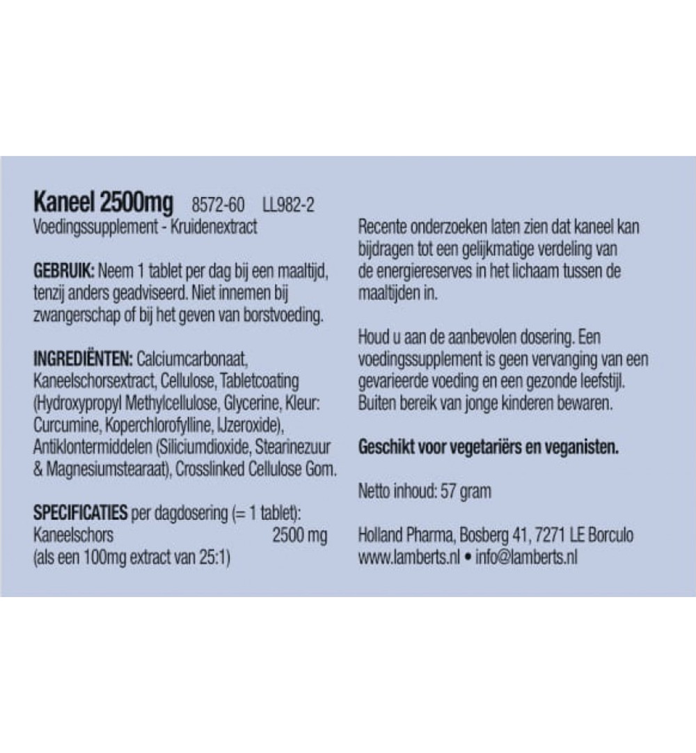 Lamberts Kaneel 2500mg (60 tabletten)