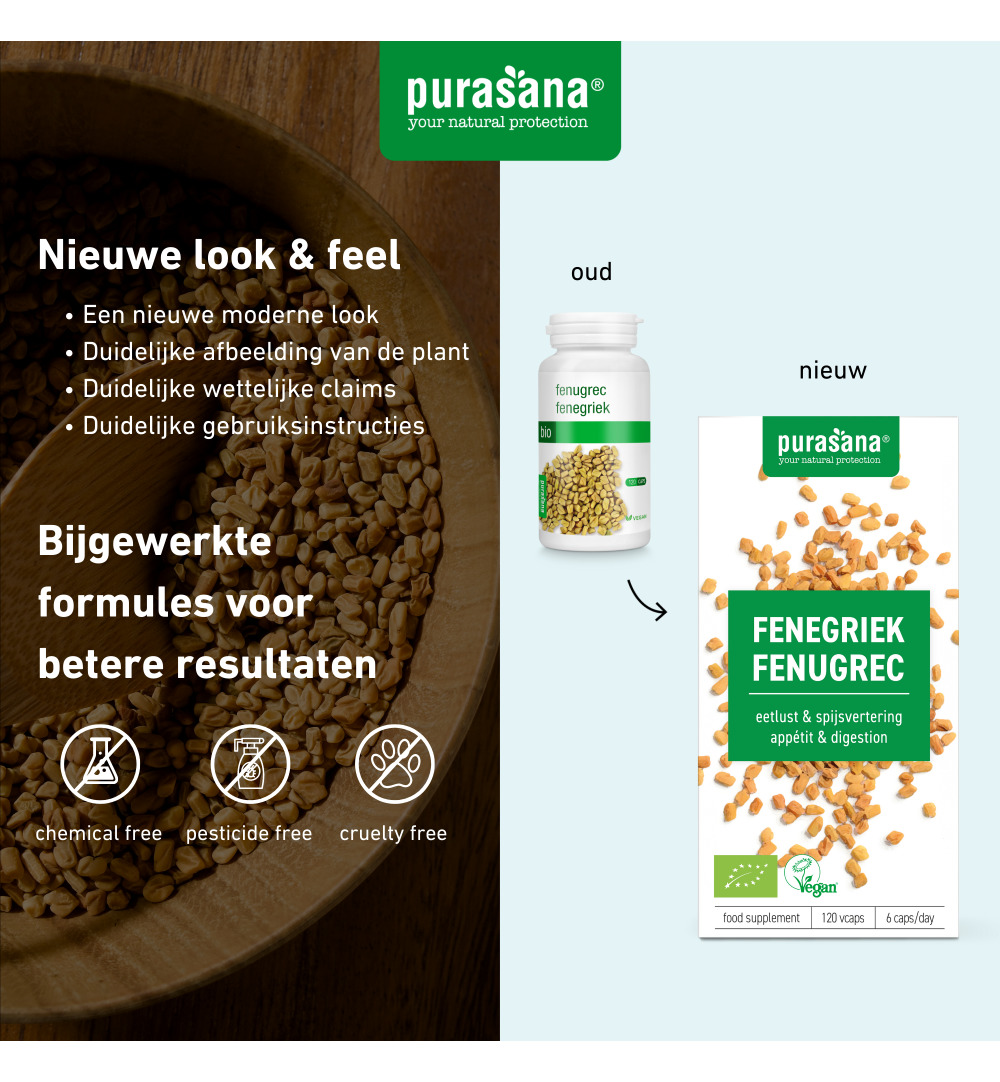 Purasana Fenegriek/Fenugrec Vegan Bio (120 vega capsules) - image 7