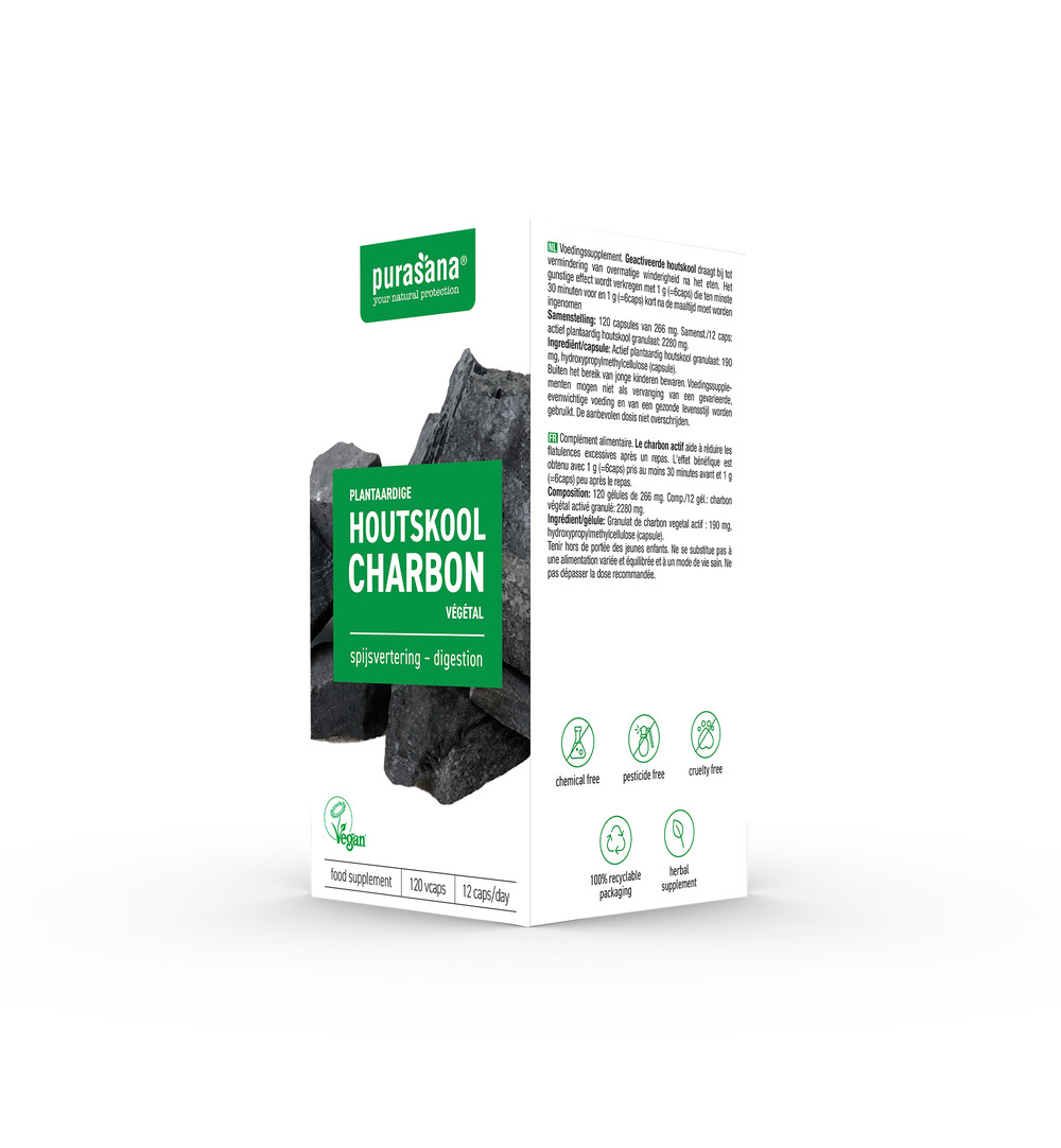 Purasana Plantaardige Houtskool/Charbon Vegetal Vegan (120 capsules) - image 4