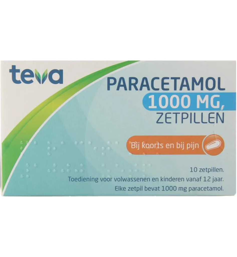 Teva Paracetamol 1000 mg (10 zetpillen)