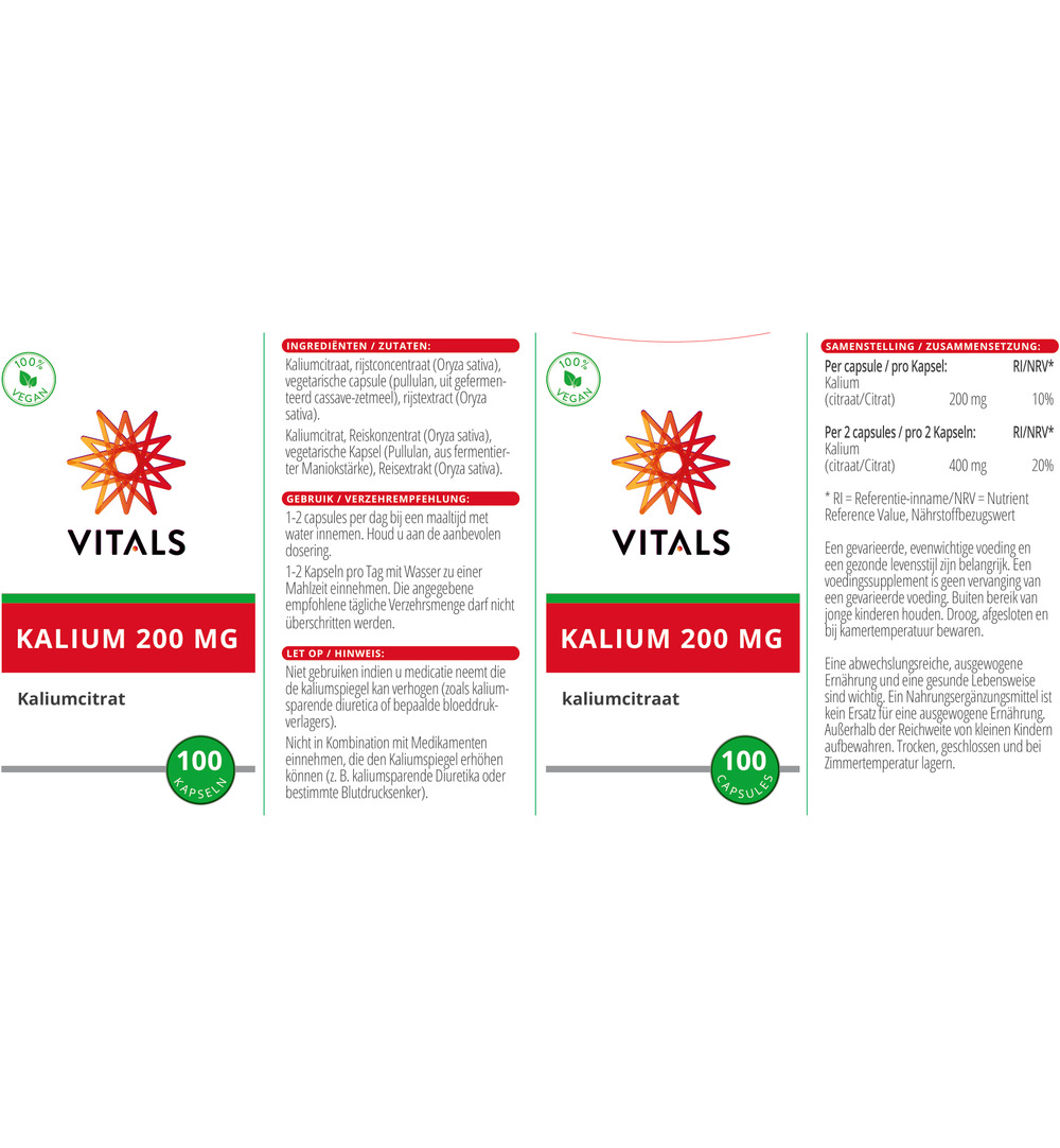 Vitals Kalium Citraat 200mg (100 capsules) - image 3