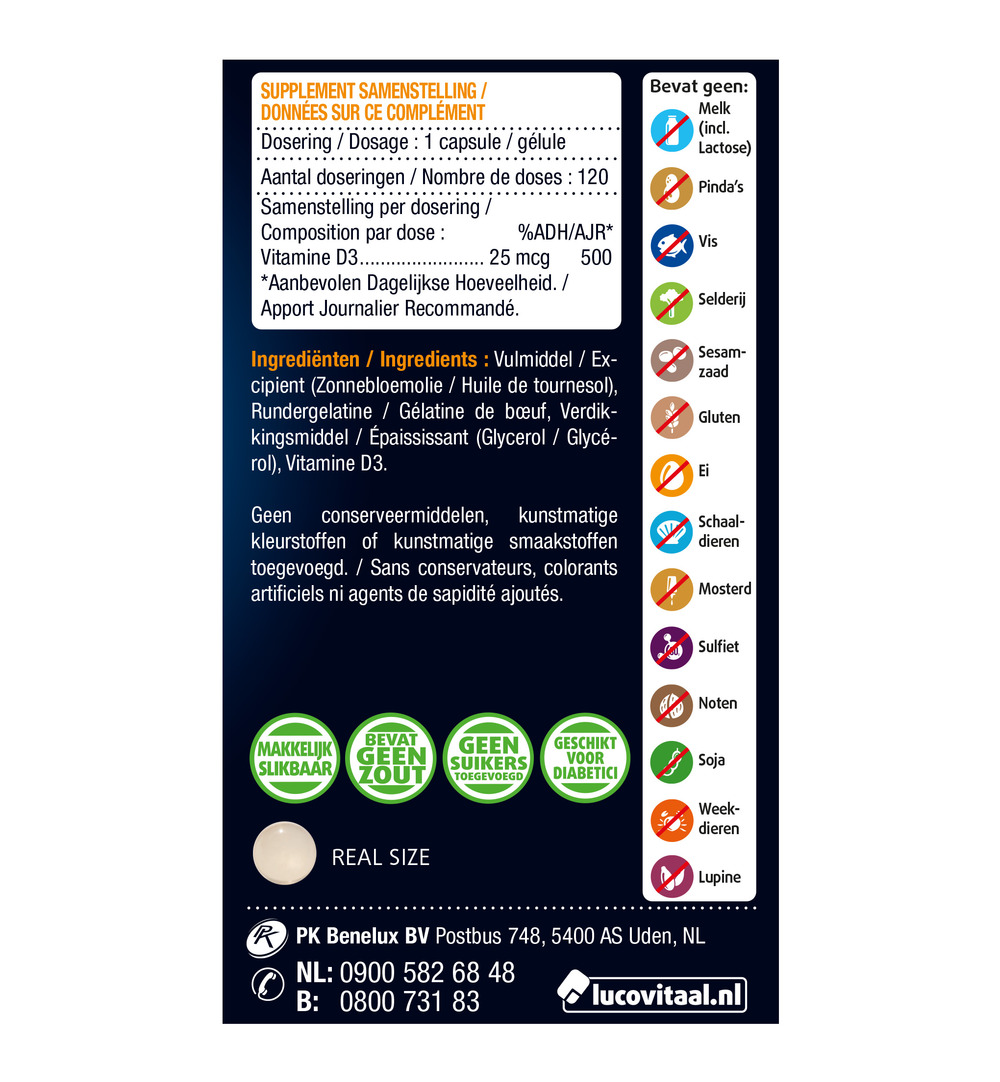 Lucovitaal Vitamine D3 25mcg (120 capsules) - image 2