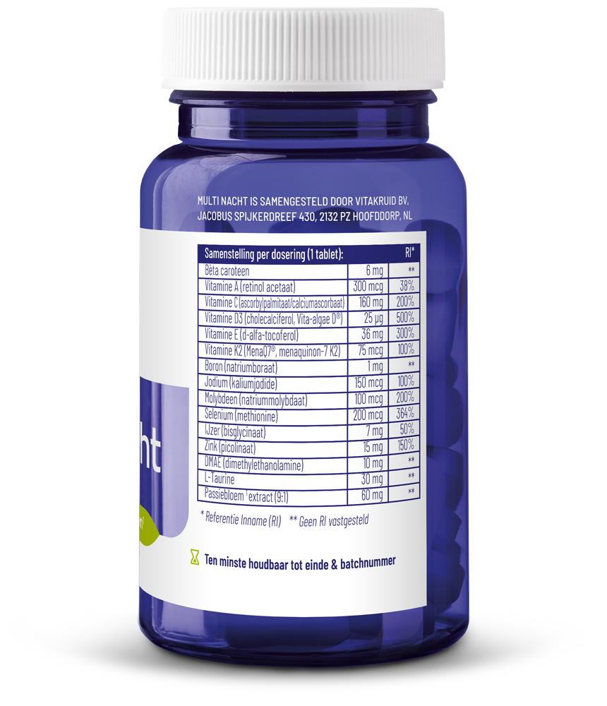 Vitakruid Multi Nacht Hd 100% Vegan (30 tabletten) - image 2