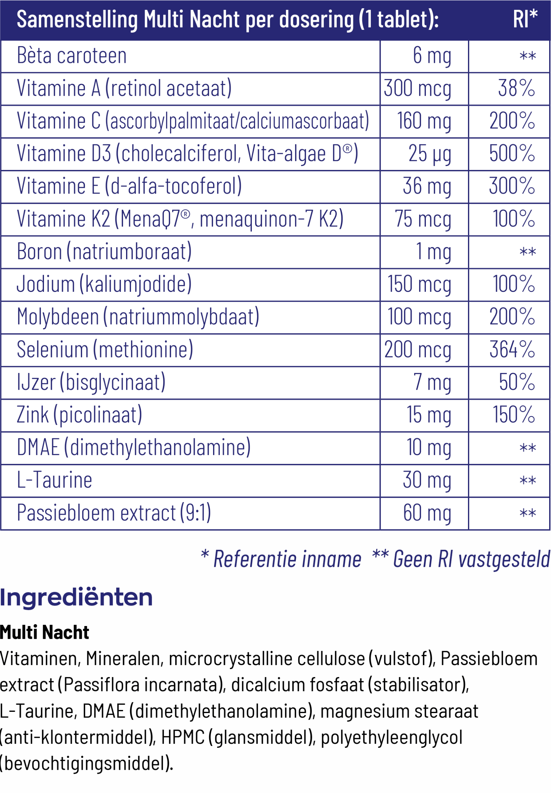 Vitakruid Multi Nacht Hd 100% Vegan (90 tabletten) - image 3