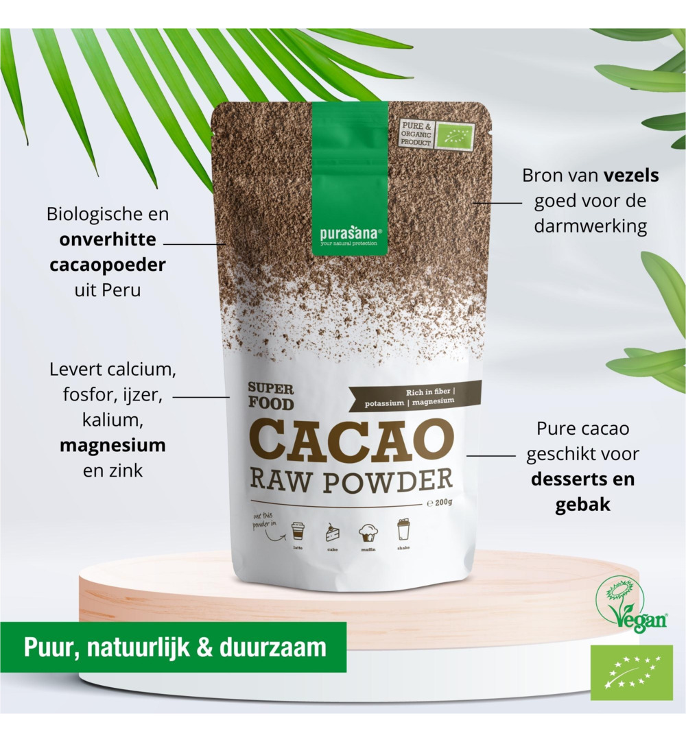 Purasana Cacao Poeder/Poudre Vegan Bio (200 gr) - image 2