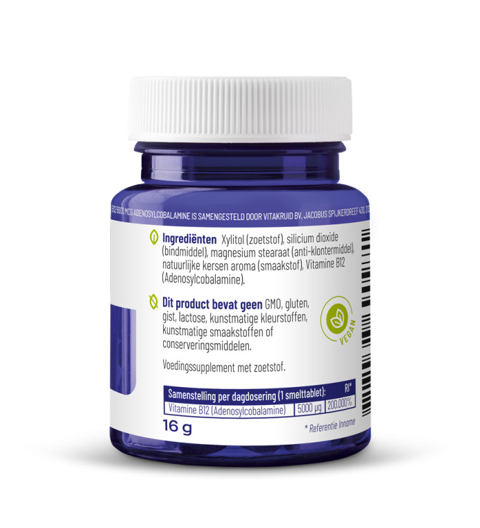 Vitakruid B12 5000 Mcg Actief Adenosylcobalamine Vitamine (60 tabletten) - image 2