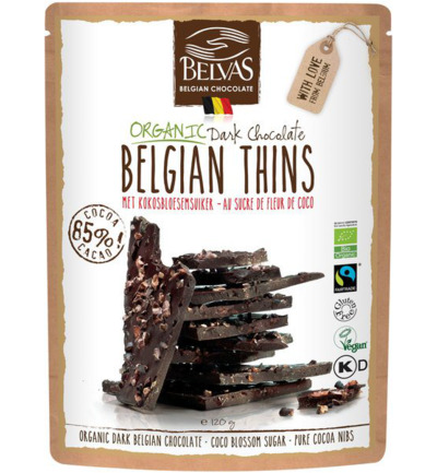 Belvas Thins dark 85% met kokosbloesemsuiker bio (120 gr)