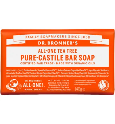 Dr. Bronner's Barsoap tea tree bio (140 gr)