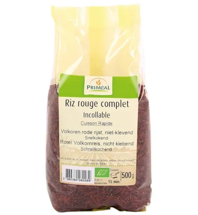 Priméal Rijst Rood Volkoren Niet Klevend Bio (500 gr)