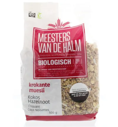 De Halm Krokante Muesli Kokos Hazelnoot Bio (500 gr)