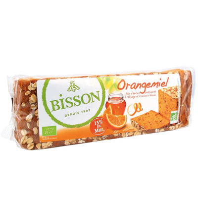 Bisson Orangemiel honingkoek sinaasappel voorgesneden bio (300 gr)