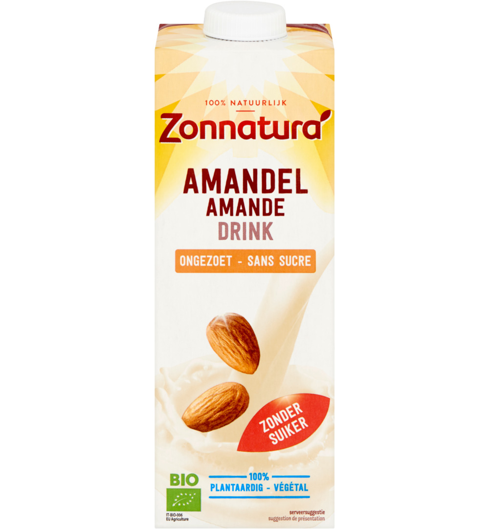Zonnatura Amandel drink ongezoet bio (1000 ml)