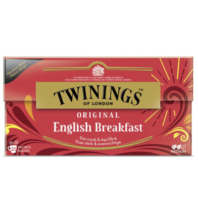 Twinings English breakfast envelop zwart (25 stuks)
