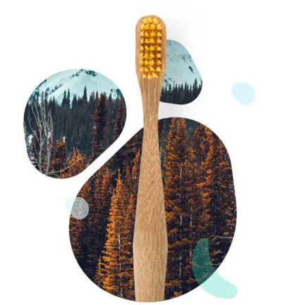 Nordics Tandenborstel bamboe geel (1 stuk)