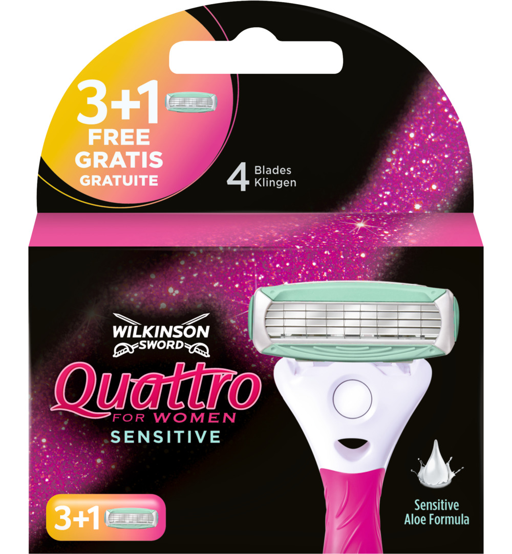 Wilkinson Quattro woman sensitive mesjes 3 + 1 (3 + 1 stuk)