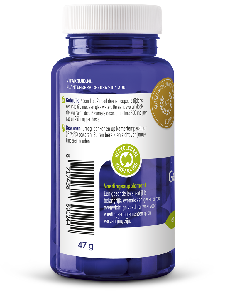 Vitakruid Geheugenformule Oa Bacopa Monnieri Citicoline Opc (60 vega capsules)