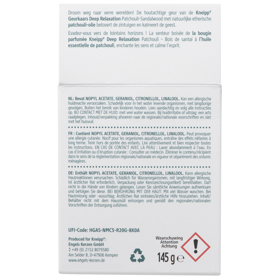 Kneipp Geurkaars Sandelwood Patchouli (145 gr)