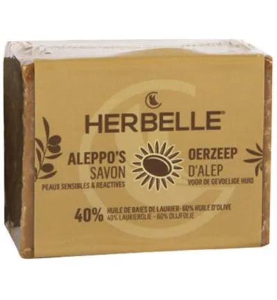 Herbelle Aleppo zeep olijf met 40% laurier (1 stuk)