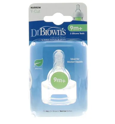 Dr Brown's Speen smalle hals Y cut 9 maanden (2 stuks)
