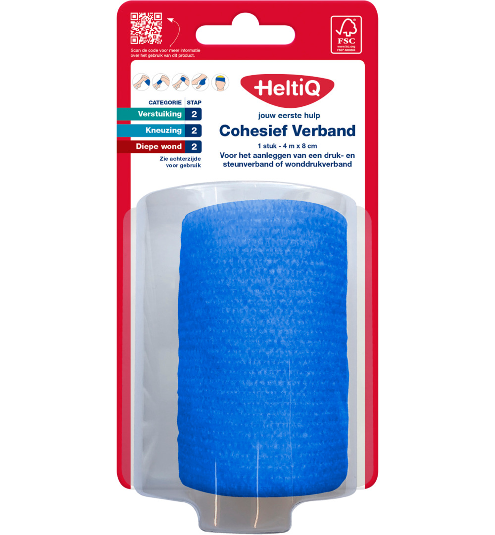 HeltiQ Cohesief verband 4m x 8 cm (1 stuk)