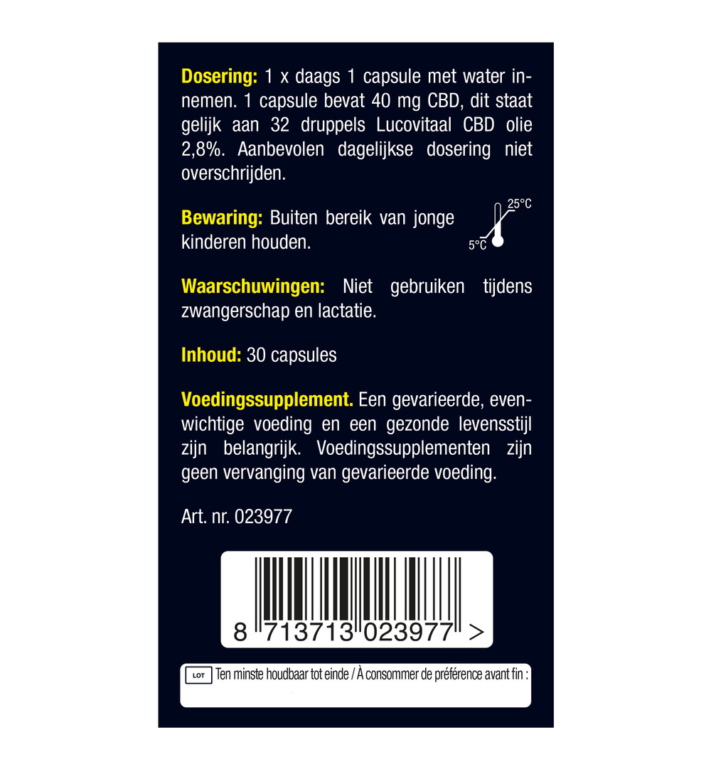 Lucovitaal CBD 40Mg (30 capsules) - image 6