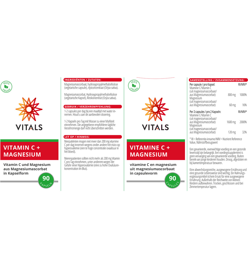 Vitals Vitamine C Met Magnesium (90 capsules) - image 3
