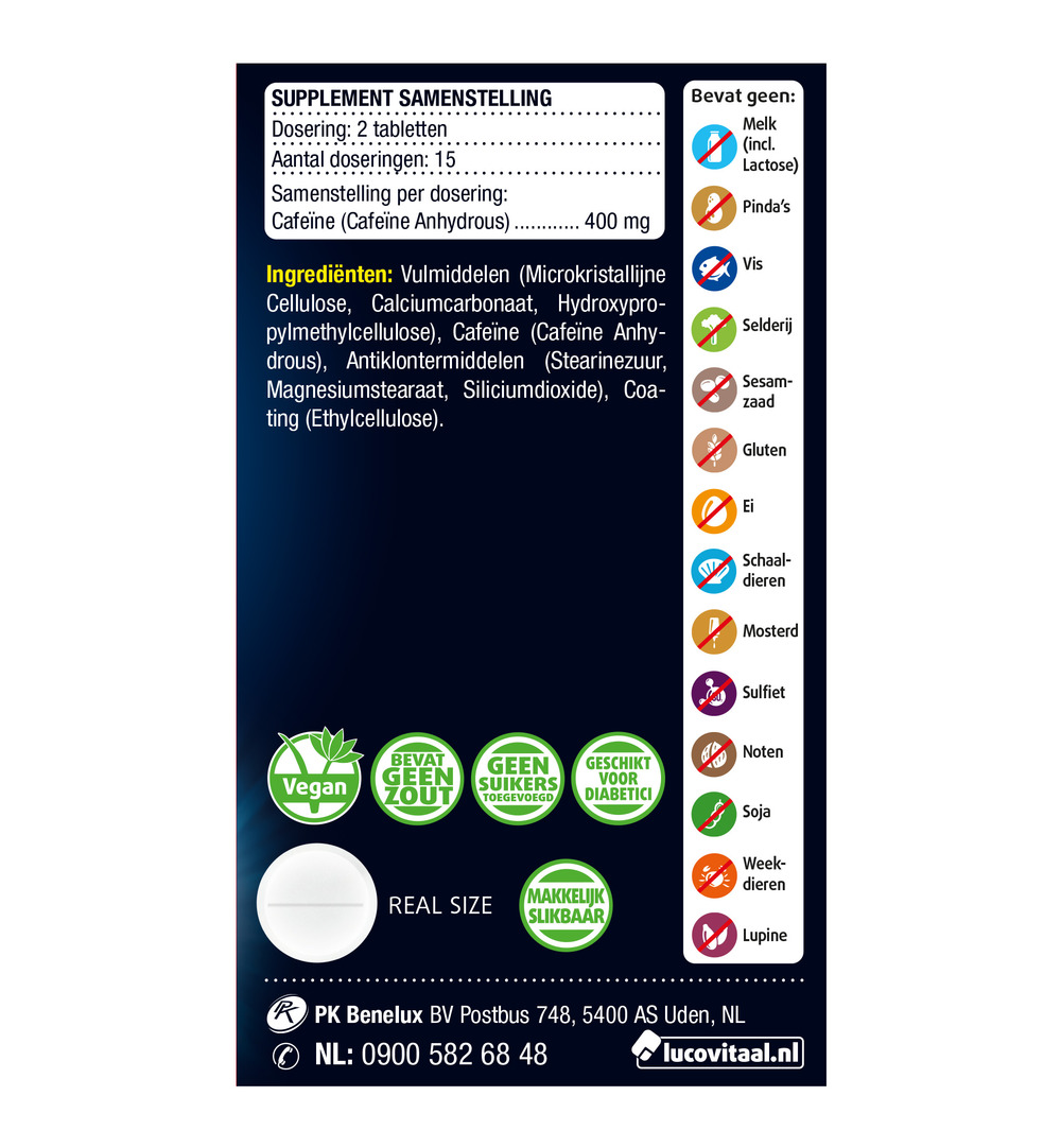 Lucovitaal Pure Cafeïne 400mg (30 tabletten) - image 2