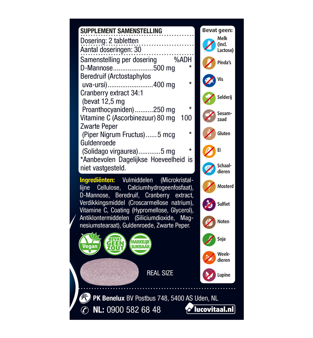 Lucovitaal D-Mannose Cranberry (60 tabletten) - image 2