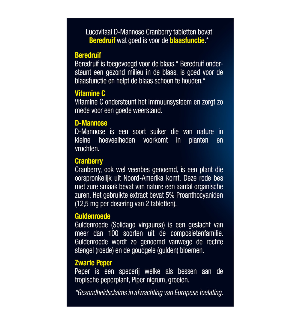 Lucovitaal D-Mannose Cranberry (60 tabletten) - image 5
