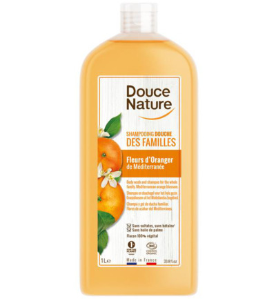 Douce Nature Douchegel & shampoo familie oranjebloesem bio (1000 ml)