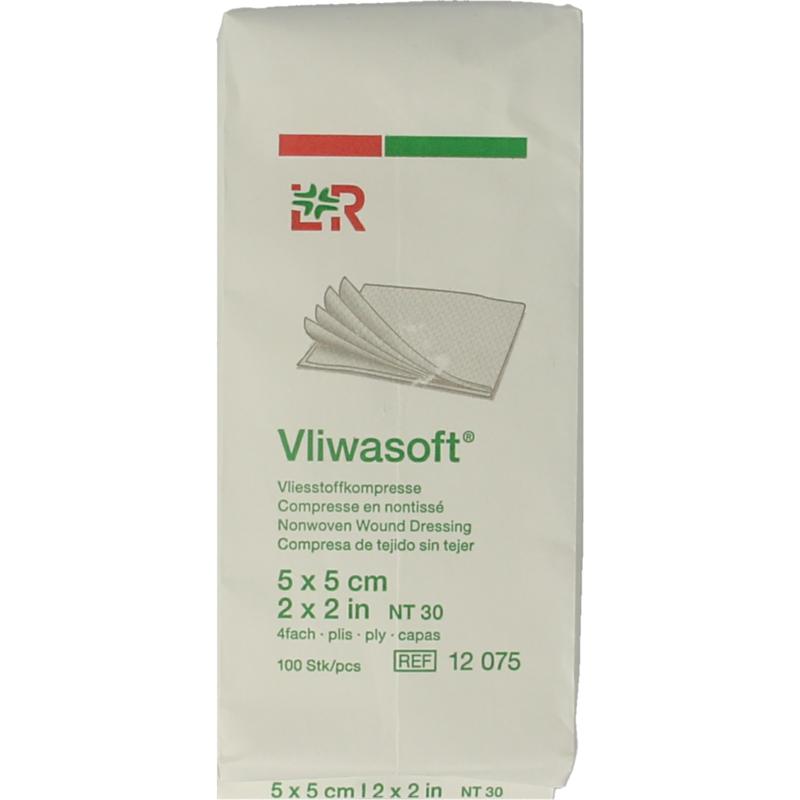 Vliwasoft Vlieskompres 5 x 5 cm 4-laags (100 stuks)