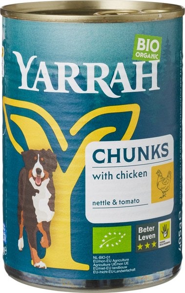 Yarrah Hond Brokjes Kip In Saus Bio (405 gr)