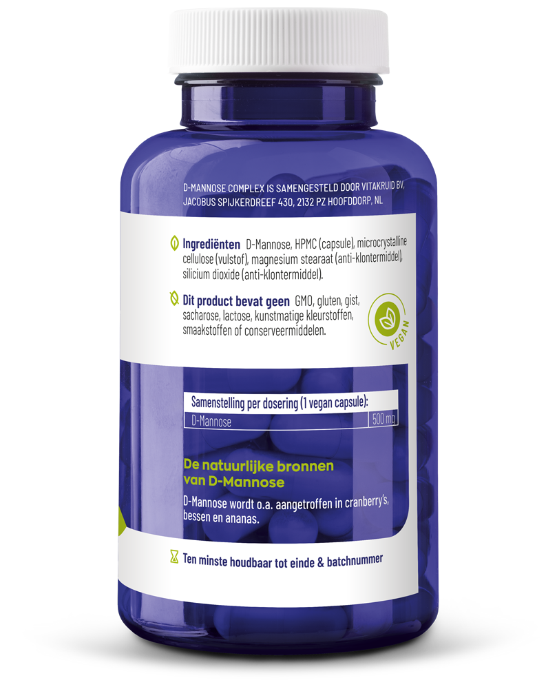 Vitakruid D-Mannose 500 Gewonnen Uit Cranberry (90 vega capsules) - image 2