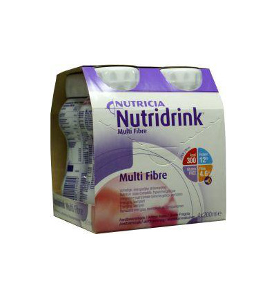 Nutridrink Multi Fibre Aardbei 200ml (4 stuks)