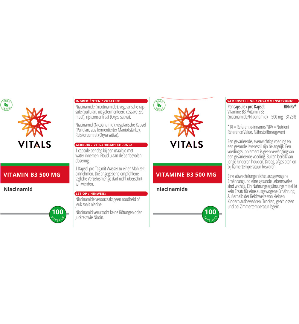 Vitals Vitamine B3 500mg (100 capsules) - image 3