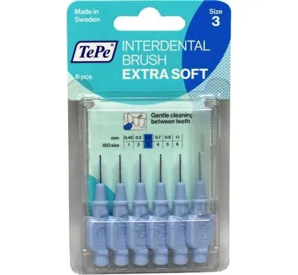 TePe Interdentale rager extra soft 0.6 mm lichtblauw (6 stuks)