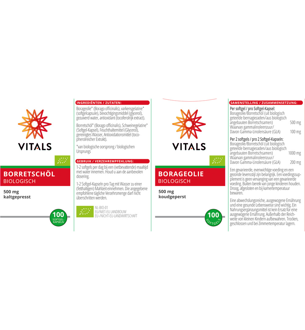 Vitals Borageolie 500 Mg Bio (100 softgels) - image 3