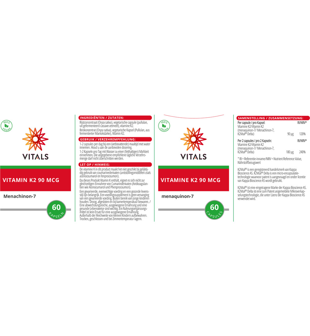 Vitals Vitamine K2 90 mcg (60 vega capsules) - image 3