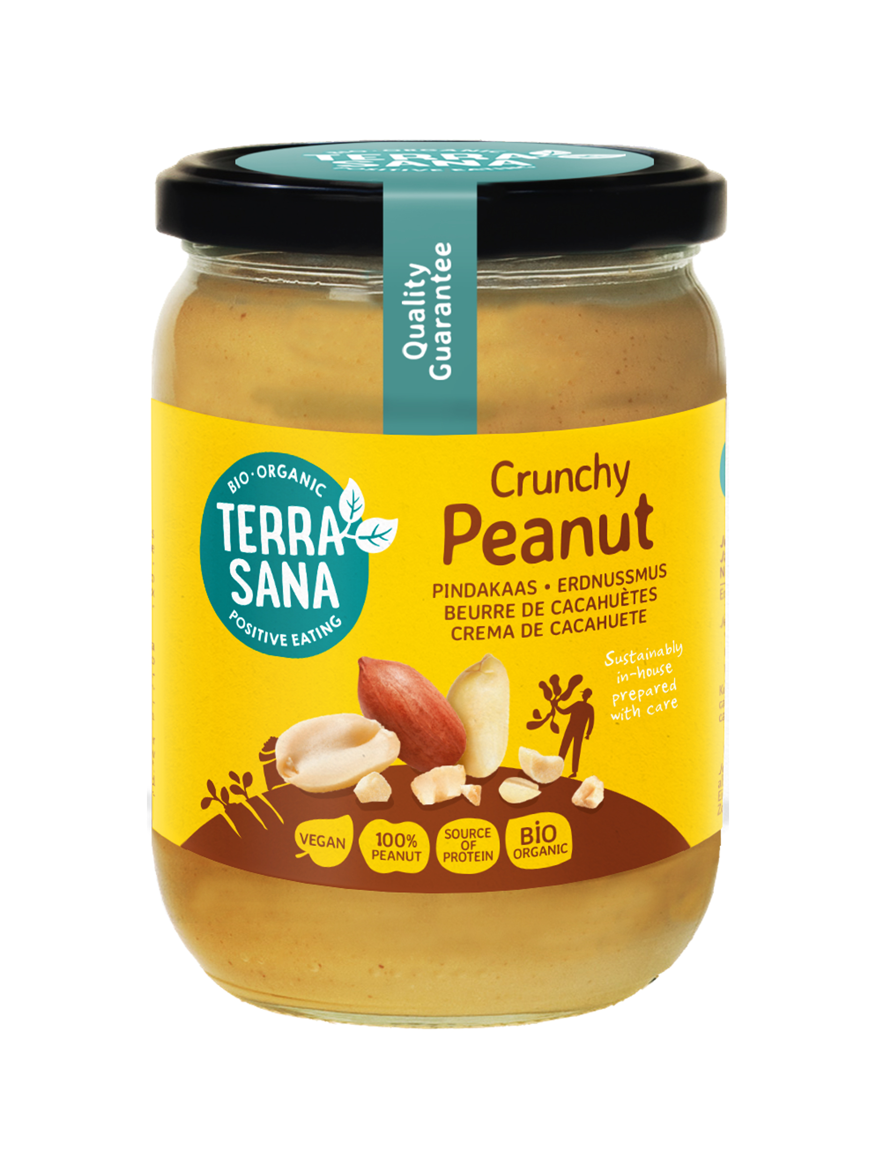 TerraSana Pindakaas crunchy zonder zout bio (500 gr)