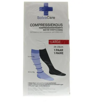 SolvaCare Compressiekous zwart L 26 - 29 cm (1 paar)