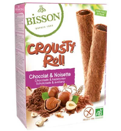 Bisson Crousty Roll Choco Hazelnoot Bio (125 gr)
