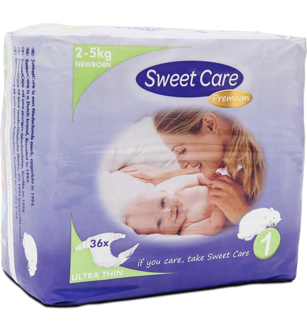 SweetCare Premium newborn maat 1 2-5kg (36 stuks)