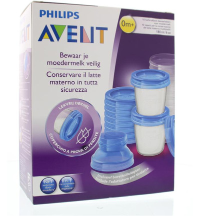 Avent Via voorraadbeker moedermelk set & adapter (1 set)