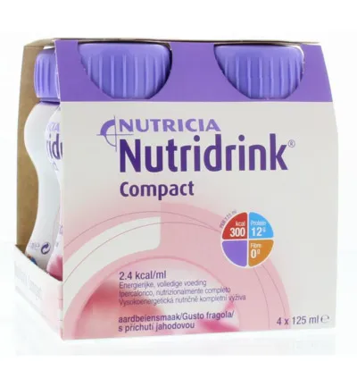 Nutridrink Compact Aardbei 125ml (4 stuks)