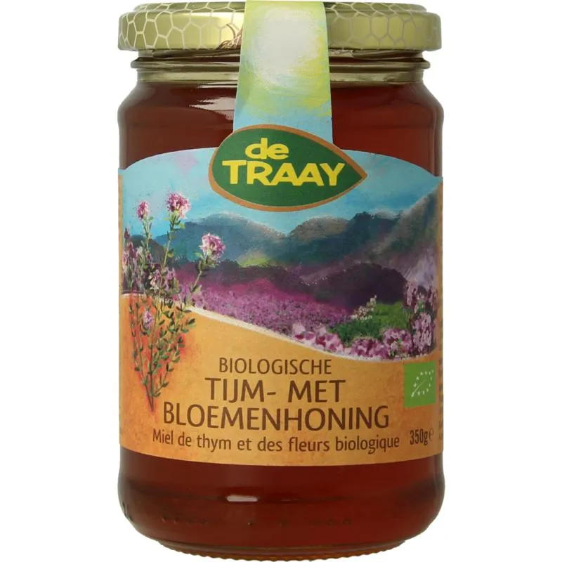 De Traay Tijm- met bloemenhoning eko bio (350 gr)