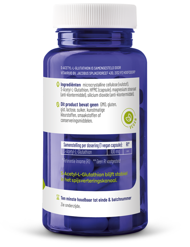 Vitakruid S-Acetyl-L-Glutathion 100 Mg (90 vega capsules) - image 2
