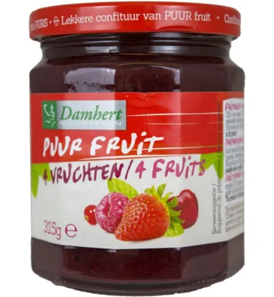 Damhert Puur fruit 4 Vruchten confiture (315 gr)