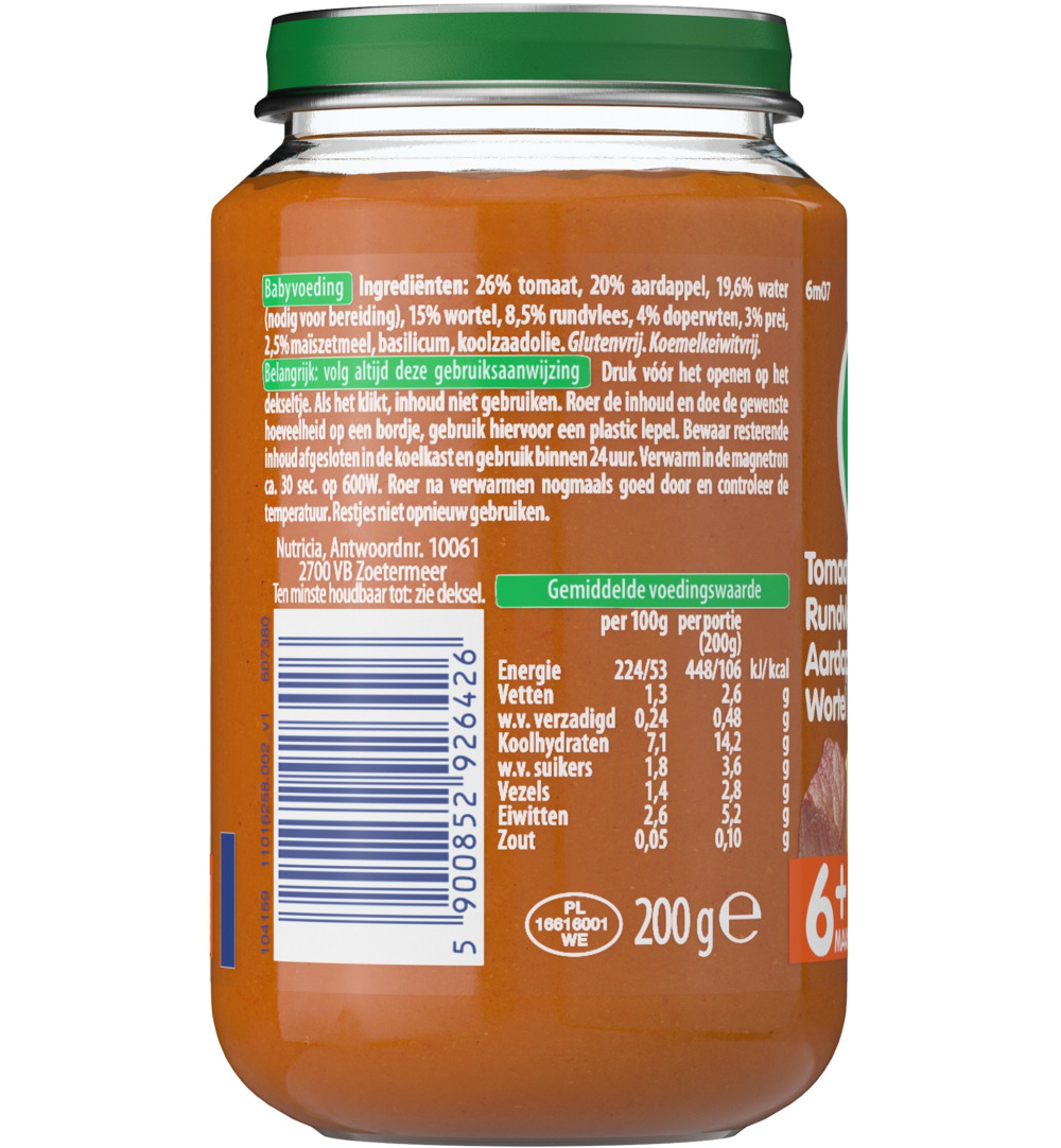 Olvarit Tomaat rundvlees aardappel wortel (200 gr) - image 2