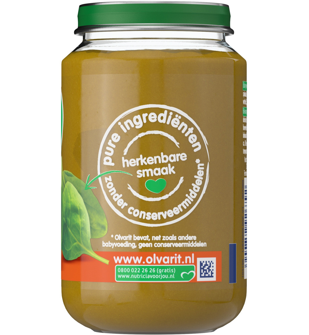 Olvarit Spinazie witvis rijst 6M10 (200 gr)